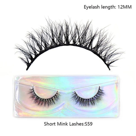 LEHUAMAO 12mm-15mm Short Natural 3D Mink Lashes Fluffy Wispy False Eyelashes 100% Cruelty Free Eyelash Extensio Face Makeup