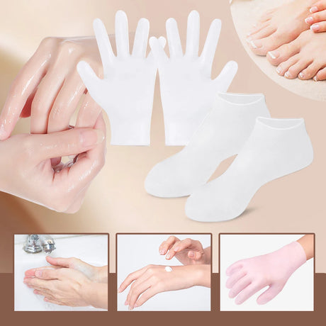 Silicone Socks and Gloves - Moisturizing Gel Spa Exfoliation Prevent Dry Cracked Dead Skin Remover Protector Foot/Hand Care Tool