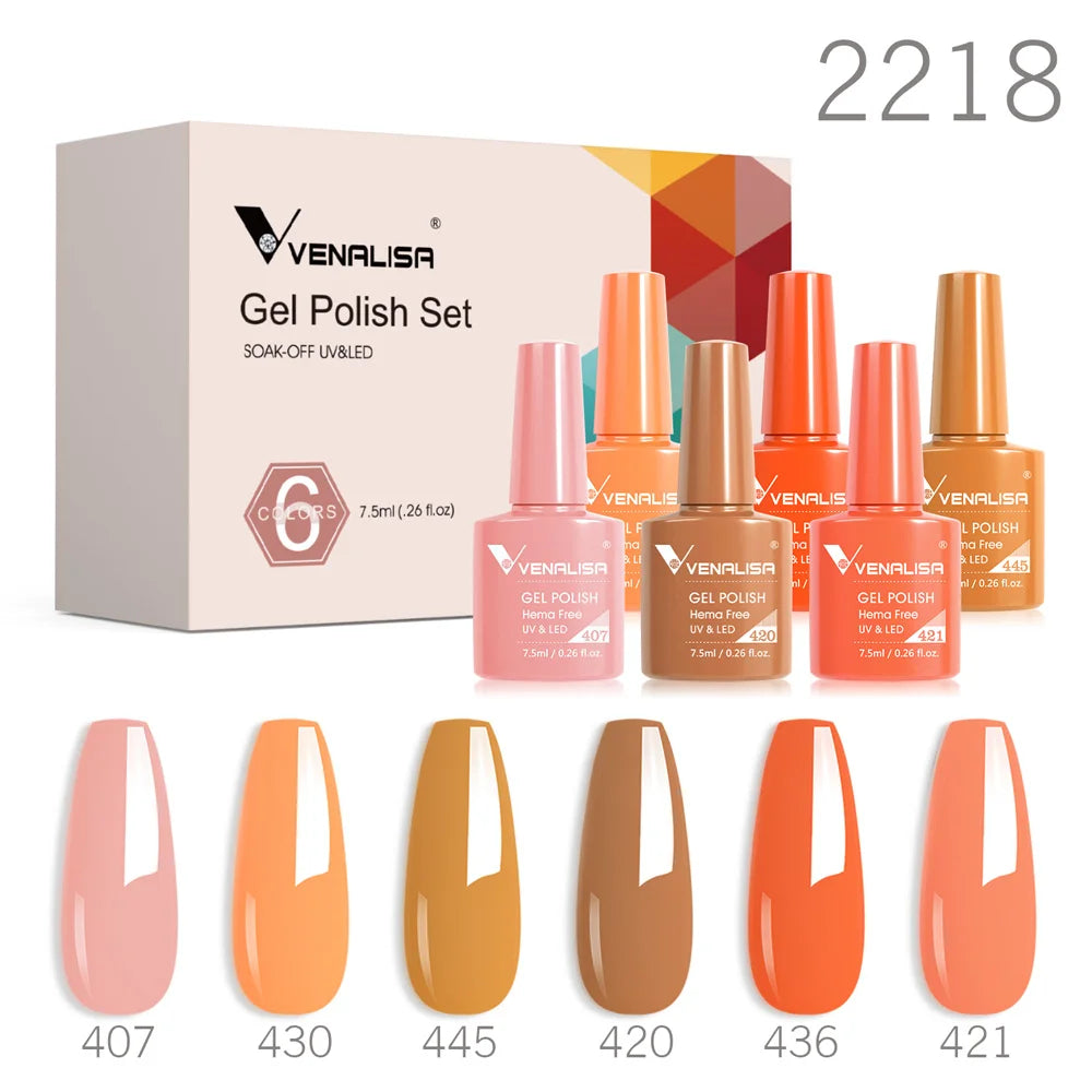 Venalisa Color Nail Gel Polish Kit Jelly Pink Semi-transparent HEMA FREE Self Leveling Nude Natural Pink Nail Manicure Set