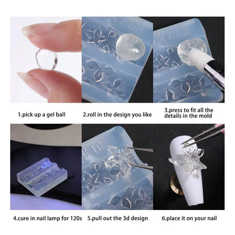 Lace Bowknot Nail Art Mold, French Manicure Silicone Stencil for DIY Nail Decoration, Nail Design Tool, Nail Printing Template