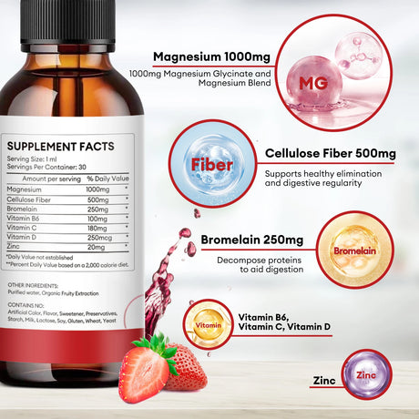 MINCH Magnesium Glycinate Liquid Drop,Sleep Support Vegan Non-GMO Support Bone & joints Health Promote Muscle & Nerve Health
