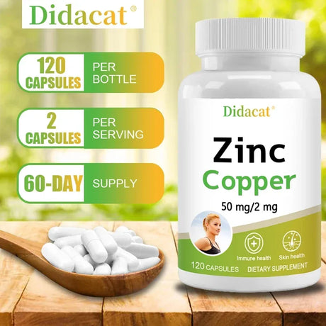 Zinc + Copper Capsules - Support Healthy Skin and Immune System, Increase Vitality, Skin Care