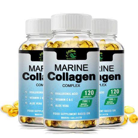 Greensure 60/120 Pcs Marine Collagen Capsules - Supports Joints, Hair, Skin, Nails, Cartilage & Overall Health