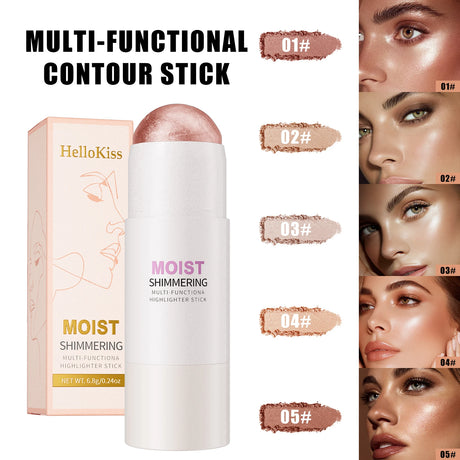 Natural Brightening 1pc Highlighter Stick Natural Brightening Face Contour & Highlight Makeup, Medium Coverage, Water-Resistant