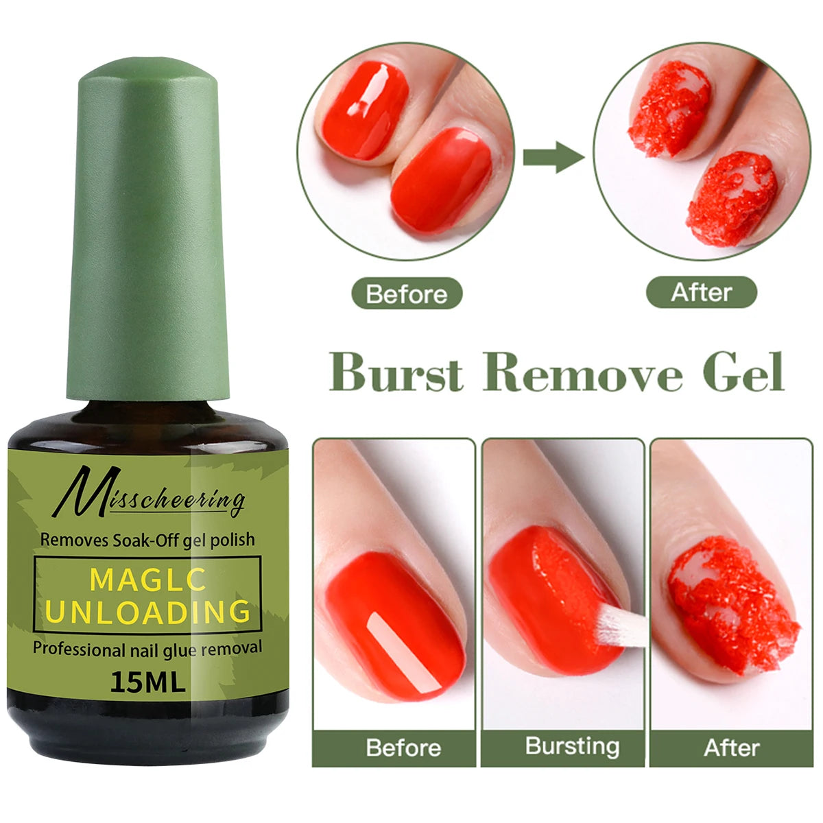 1/2pcs/Set Nail Magic Remover With Remover Tool Quickly & Easily Remove Gel Nail Polish And Poly Nail Gel Without Harming Nails