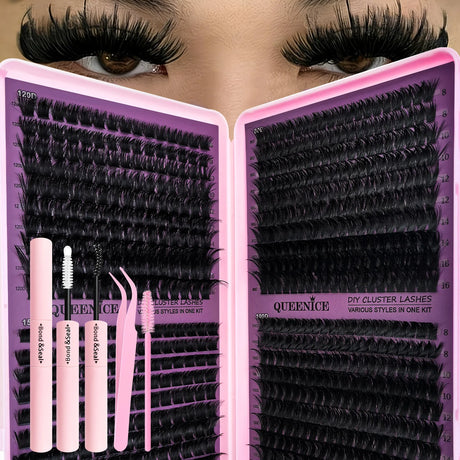 600pcs DIY Eyelash Clusters Kit - 60D 80D 100D 150D, 10-18mm Length Mix | Thick Natural Reusable False Lashes for Doll