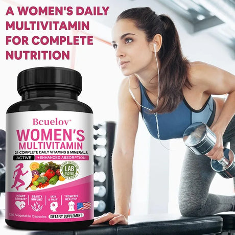 Women's Daily Multivitamin, with 21 Complete Daily Vitamins and Minerals for Women, Efficient Formula-Metabolism and Immune Support,120 Capsules