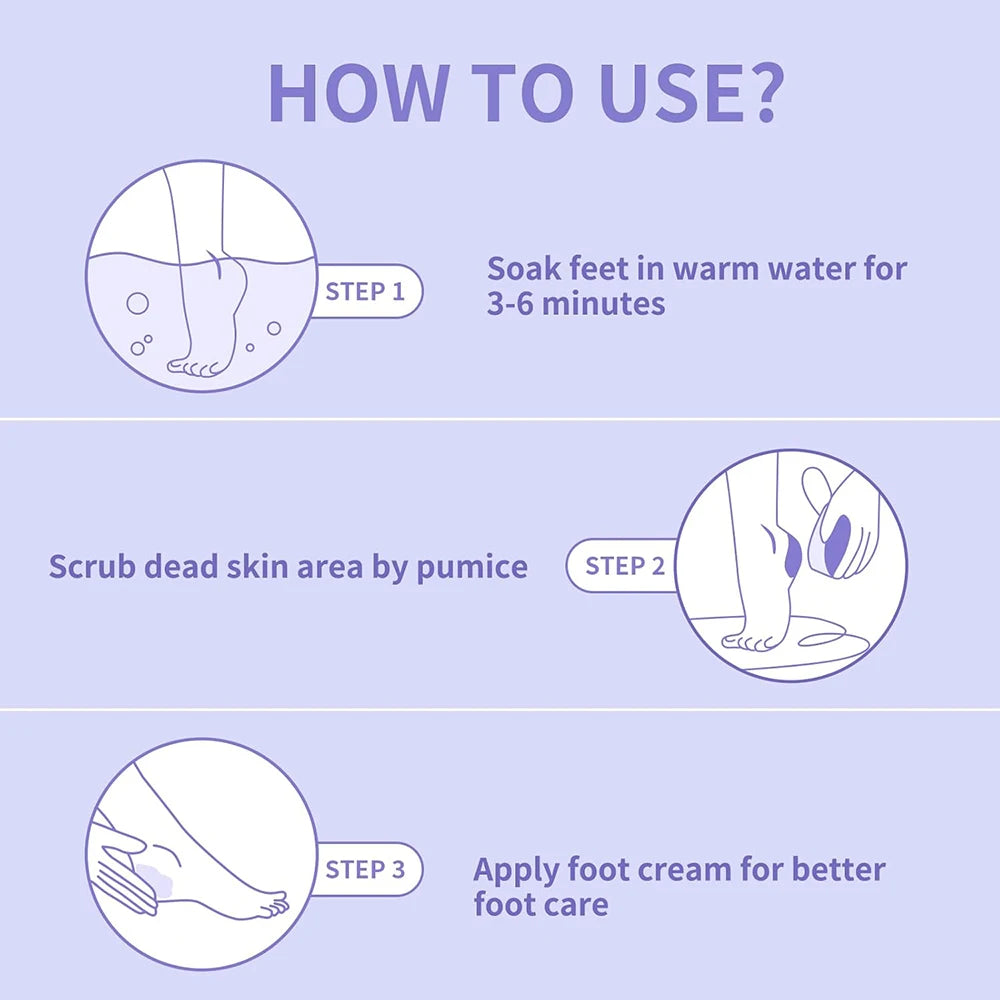 100Pcs Purple Foot Pumice Stone For Feet Foot Scrubber Sponge Callus Remover Dead Skin Pedicure Nail Supplies Art Salon Home Use