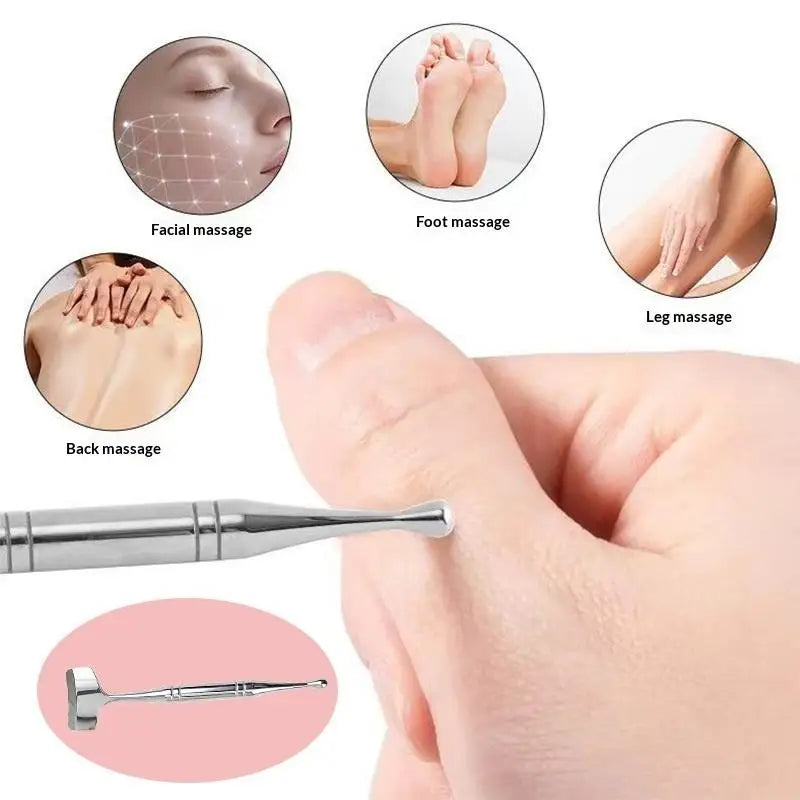 New Acupuncture Stick Double Head Face Massage Tool, Stainless Steel Acupressure Pen, Ear & Body Acupoint Probe For Muscle Relie