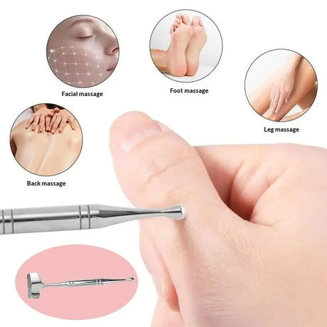 New Acupuncture Stick Double Head Face Massage Tool, Stainless Steel Acupressure Pen, Ear & Body Acupoint Probe For Muscle Relie