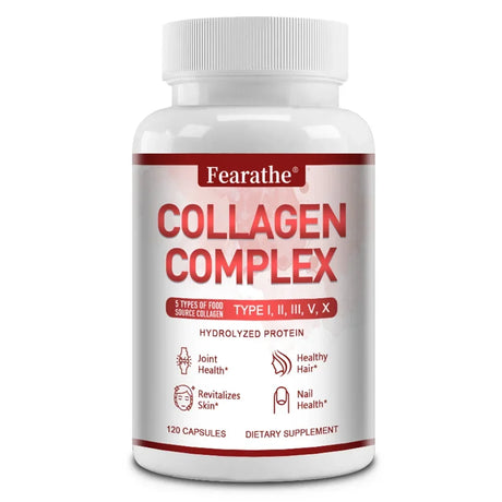 Multi-Type Collagen Complex Capsules, Natural Collagen Peptides Supplement, Support Skin Radiance, Hair, Nail & Joint Health