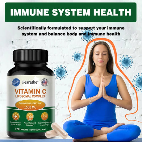 Liposomal Vitamin C Capsules - Powerful Antioxidant, Promotes Collagen Production, Skin Glow, Supports Heart, Immune Health