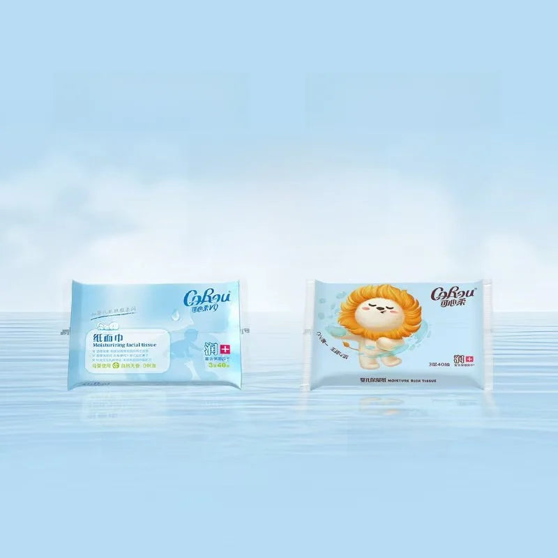 Portable Baby Cloud Soft Towel Moisturizing Cream Paper Towel Dry Wet Use Two Purpose Soft Packaged Facial Towel by Corou