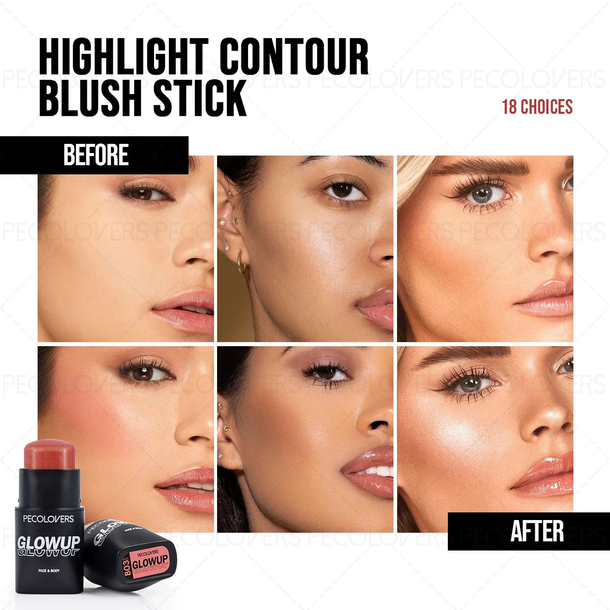 1PC Glowup Glow Highlighter Stick-Waterproof&Sweatproof,Long-Lasting Wear,Naturally Brightens Facial Contours&Highlights Makeup