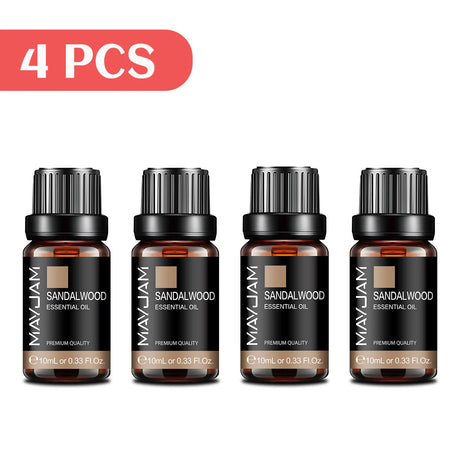 MAYJAM 4 Bottles Essential Oils Jasmine Lavender Eucalyptus Vanilla Sandalwood Frankincense Sweet Orange Patchouli Juniper Oil
