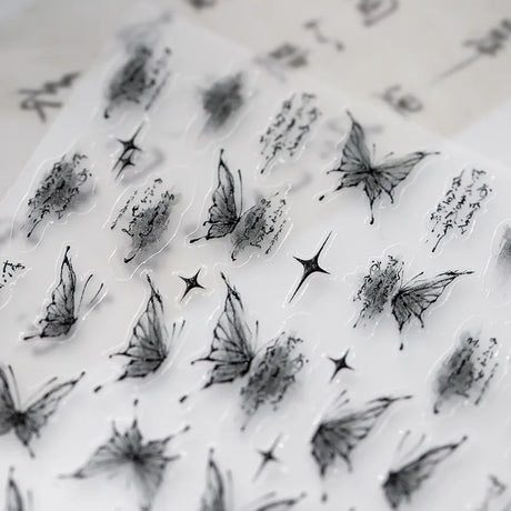 3D Embossed Butterfly Nail Art Stickers Decals Self-Adhesive Nail stickers 5D Black Butterfly Nail Supplies