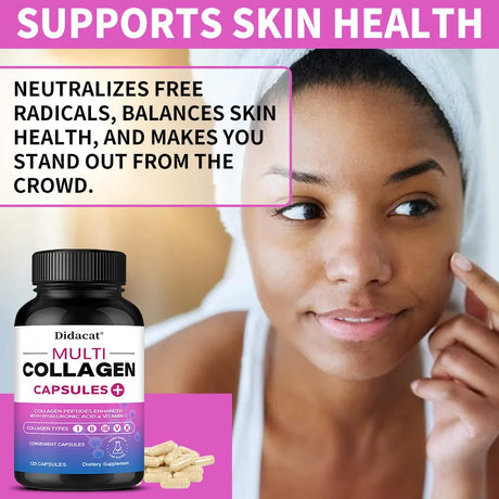 Multi Collagen Capsules with Hyaluronic Acid & Vitamin C, Support Cardiovascular, Skin Hair Nail Joint Bone & Digestive Wellness