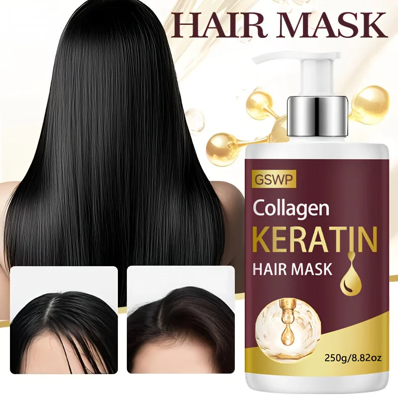 GSWP Collagen Keratin Hair Mask, A Deep Conditioning Product That Restores Hair's Shine, Resilience, and Elasticity.250g