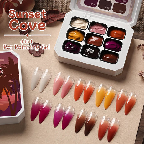UR SUGAR 9 Colors Gradient Painting Gel Nail Art Gradient Color DIY Design Gel 4 In 1 Used For Gradient Nail Stamping Pattern