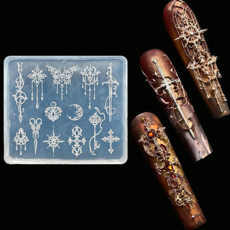 Cute Wings Nail Art Silicone Mold 3D Angel Wings Design Molds Reusable Clear Manicure Template DIY Charms Gel Wings Wedding