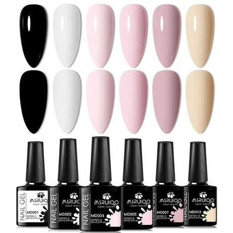 6pc All-Season Colors Gel Nail Polish Set UV LED Soak Off Nail Art Supplies Semi Permanent DIY Manicure Salon Nails Design