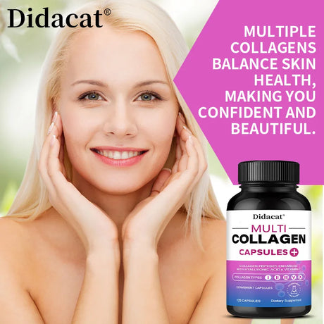 Multi Collagen Capsules with Hyaluronic Acid & Vitamin C, Support Cardiovascular, Skin Hair Nail Joint Bone & Digestive Wellness