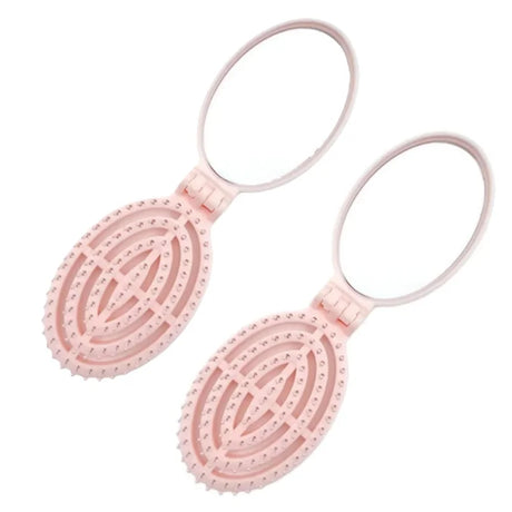2-in-1 Foldable Comb Mirror Mini Portable Scalp Massage Comb Perfect for Travel Outgoing Use Easy to Carry Ideal Gifts