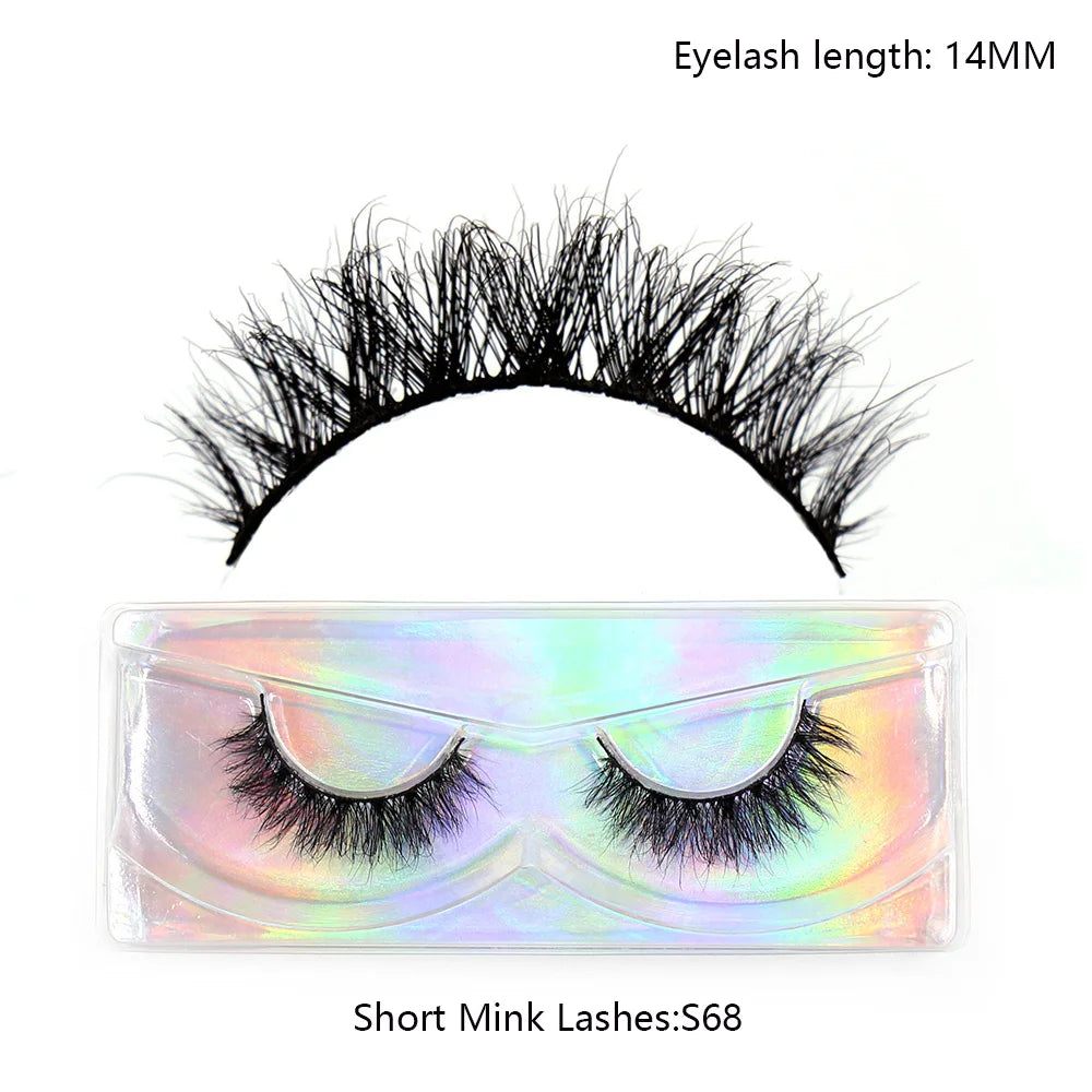 LEHUAMAO 12mm-15mm Short Natural 3D Mink Lashes Fluffy Wispy False Eyelashes 100% Cruelty Free Eyelash Extensio Face Makeup