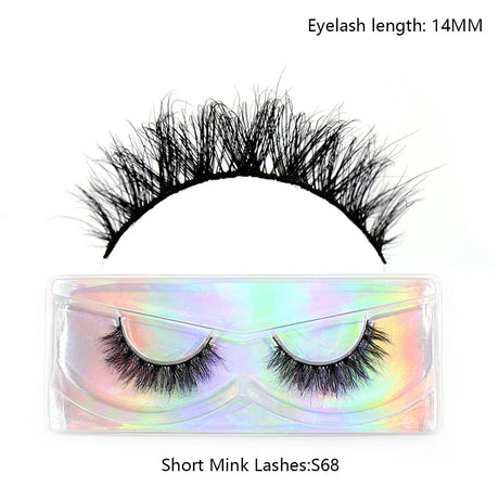 LEHUAMAO 12mm-15mm Short Natural 3D Mink Lashes Fluffy Wispy False Eyelashes 100% Cruelty Free Eyelash Extensio Face Makeup