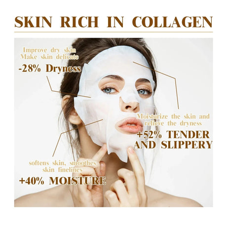 10pcs Korean Collagen Anti Wrinkle Facial Mask Fade Fine Lines Anti Aging Firm Skin Moisturizing Brightening Skincare Mask