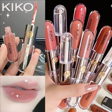 Kiko Double Headed Lipstick Transparent Mirror Non Fading Non Stick Cup Lip Gloss Milk Tea Bean Paste Naked Nature Lip Makeup