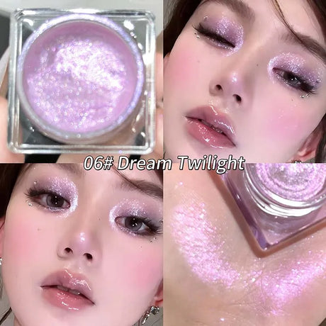 Pink Glitter Highlighter Gel Waterproof Pearlescent Purple Gray Diamond Brighten Lying Silkworm Eyeshadow Liquid Facial Makeup