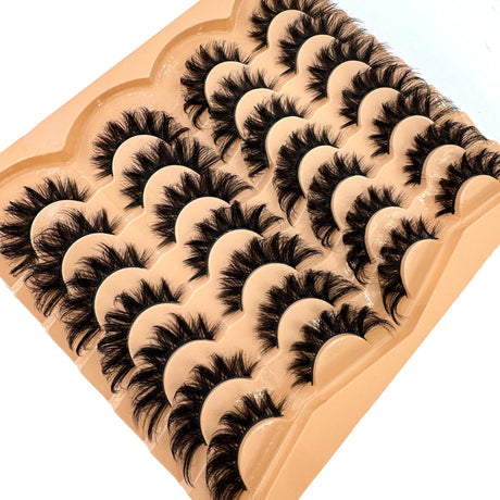 AMSDCN 14 Pairs 3D Lashes Fluffy False Eyelashes Thick Volume Cat-Eye Faux Lashes Natural Long Wispy Lashes extension Pack