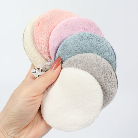 80 Round Absorbent Face Wash Pads 6Pcs, Machine Washable, Reusable Makeup Remover Tool, Suitable for All Skin Types