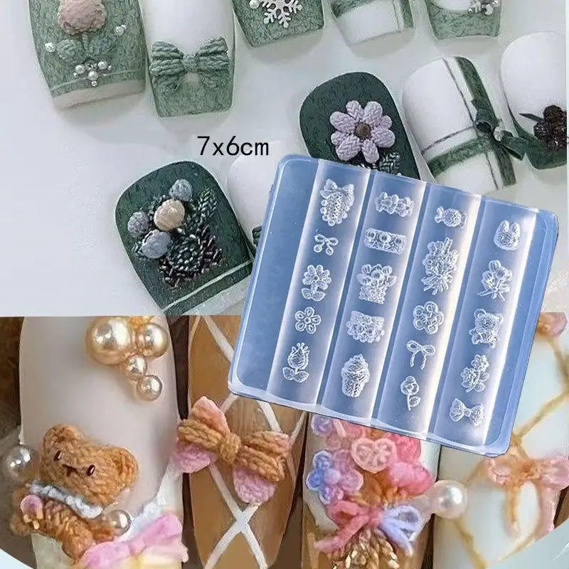 〔CC55〕3D Fruit Silicone Nail Mold Sweet Flower Petals Fairy Nails Templates DIY Nail Art Decor Manicure Template For Nail Charms