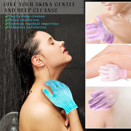 24 Pieces Exfoliating Bath Gloves, Beauty Spa Massage Skin Shower Gel Body Scrub Gloves with Loops - 12 Colors
