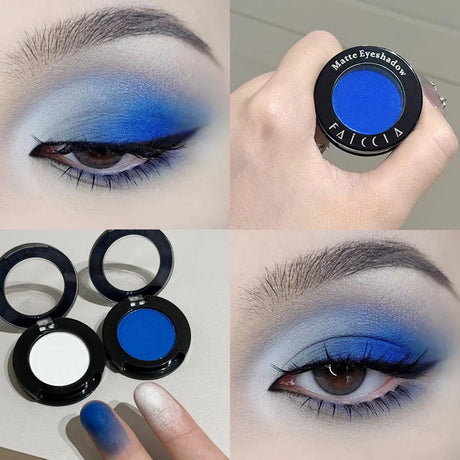 Single Klein Blue Smoked Blue Eye Shadow Palette Gothic Red Pigments Smoked Eye Makeup White Lying Silkworm Eyeshadow Eyeliner