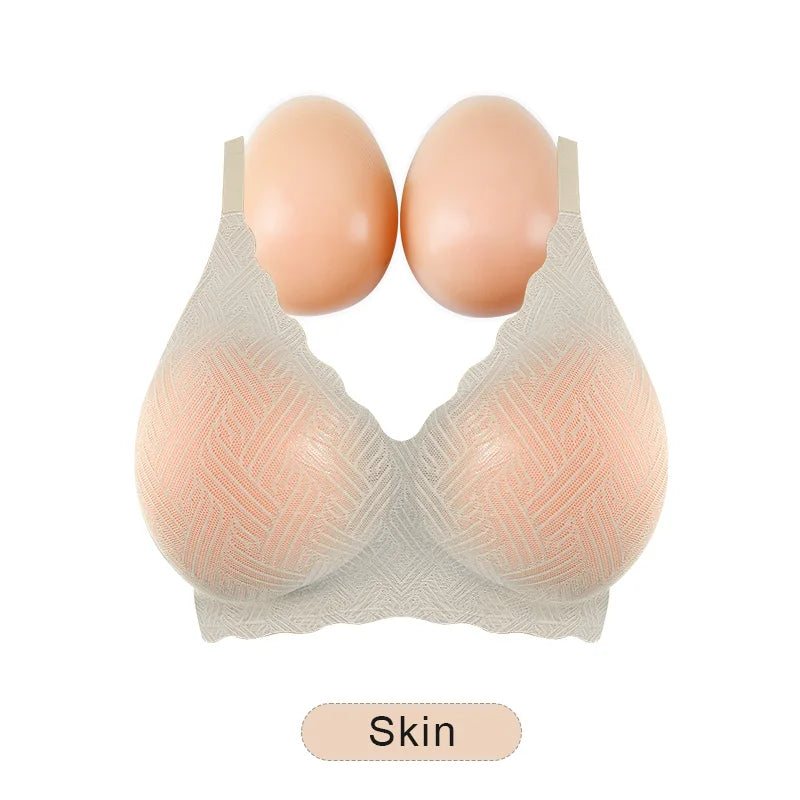 LERVANLA Artificial Silicone Breasts Forms Pads Fake Boobs Chest Women's Silicone Underwear Eexy Breast Padded Bra Becomes Big