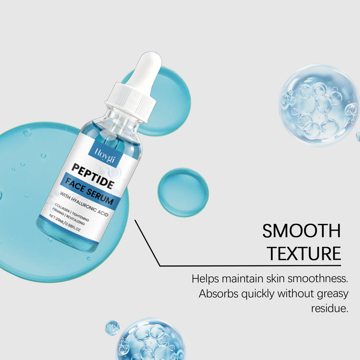Korean SkinCare Copper Peptide Facial Serum Hyaluronic Acid Collagen Hydrating Lightweight Moisturizing Wrinkle Smoothing