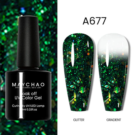 MAYCHAO Glitter Gel Nail Polish 7.3ml Semi-permanent Sequins Shiny Gel Base Top Coat Soak Off UV LED Varnish Nail Art Decoration