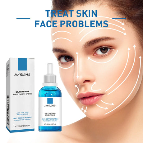 Facial Hydrating Serum Blue Copper Peptide Solution Deep Nourish Lock Water Shrink Pores Brighten Skin Rejuvenation Face Essence