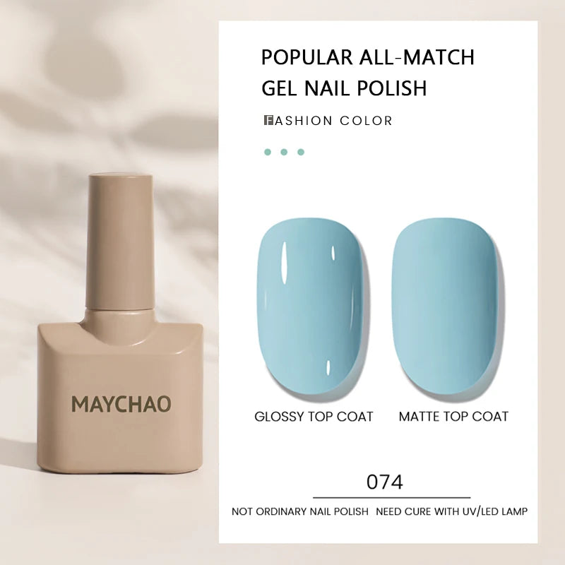 MAYCHAO Gel Nail Polish 12ML Full Coverage Base Top Coat Soak Off Gel Polish UV LED Gel Semi Permanent Varnishes Design Nail Art