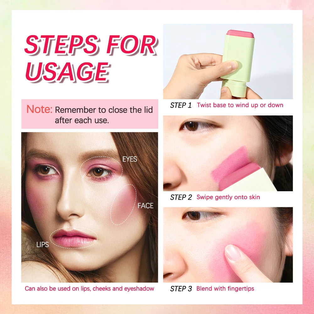 ibcccndc Rotating Blush Cream Tinted Moisture Stick Naturally Long-lasting Moisturizing Waterproof And Non-Removing Orange Blush