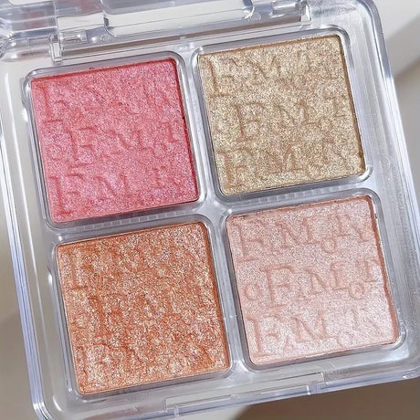 FAMOTY Diamond Bronzer Highlighter Contouring 4-color Palette Natural Glitter Highlighter Facial Brightening Palette Makeup