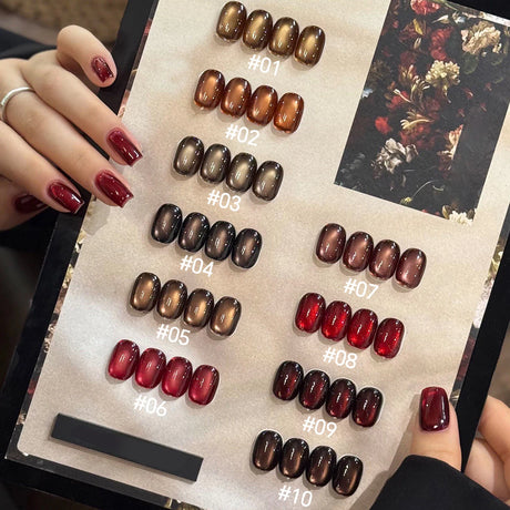 12ml 1-21pcs Brown Gold Cat Eye Gel Nail Polish Hot Selling Winter Whitening Magnet Gel Polish Gold Nails Nail Supplies Nail Art