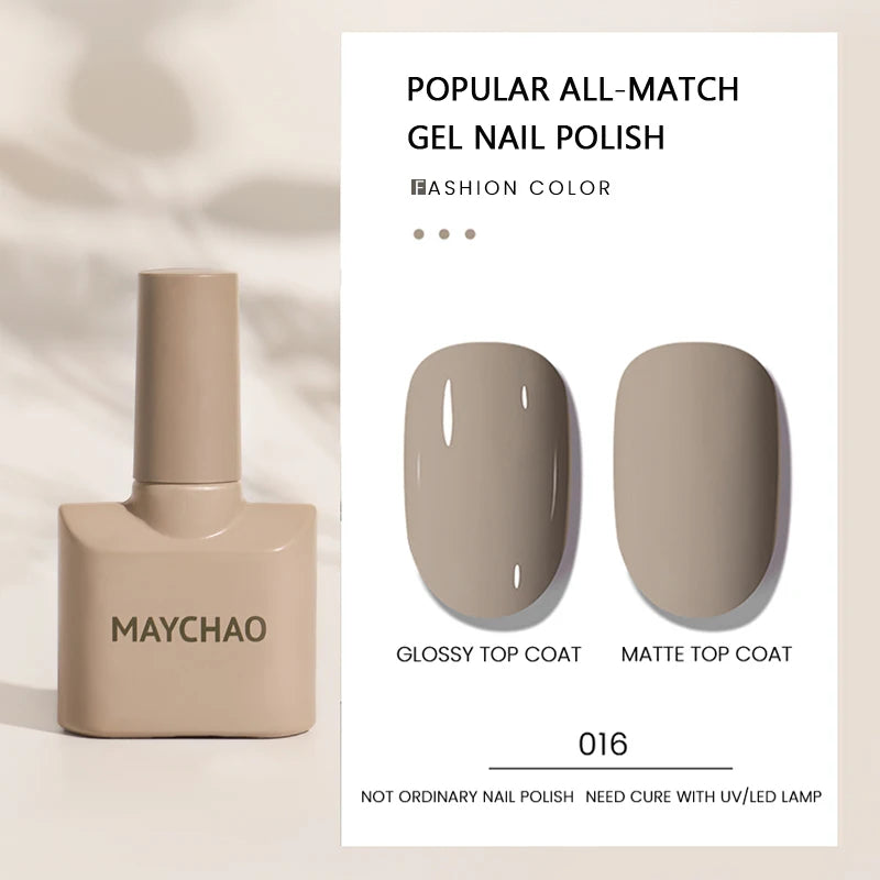 MAYCHAO Gel Nail Polish 12ML Full Coverage Base Top Coat Soak Off Gel Polish UV LED Gel Semi Permanent Varnishes Design Nail Art