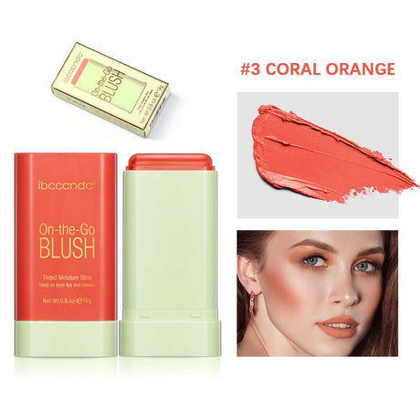 ibcccndc Rotating Blush Cream Tinted Moisture Stick Naturally Long-lasting Moisturizing Waterproof And Non-Removing Orange Blush