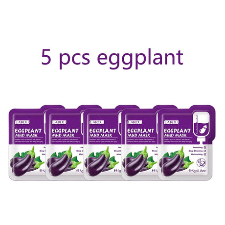 5pcs LAIKOU Eggplant Mud Mask Oil Control Moisturizing Anti-Acne Anti Wrinkle Whitening Cleansing Clay Mask Skin Care Face Mask