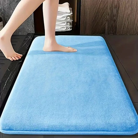 Solid Color Bathroom Mat Bathroom Floor Mat Door Mat Household Non Slip Foot Mat Coral Velvet Absorbent Quick Drying Door Mat