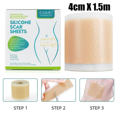 1 Roll /2 Roll Silicone Scar Sheets , 4cmX150cm Self-Adhesive Scar Cover Tape Reusable and Effective Skin Care Strips